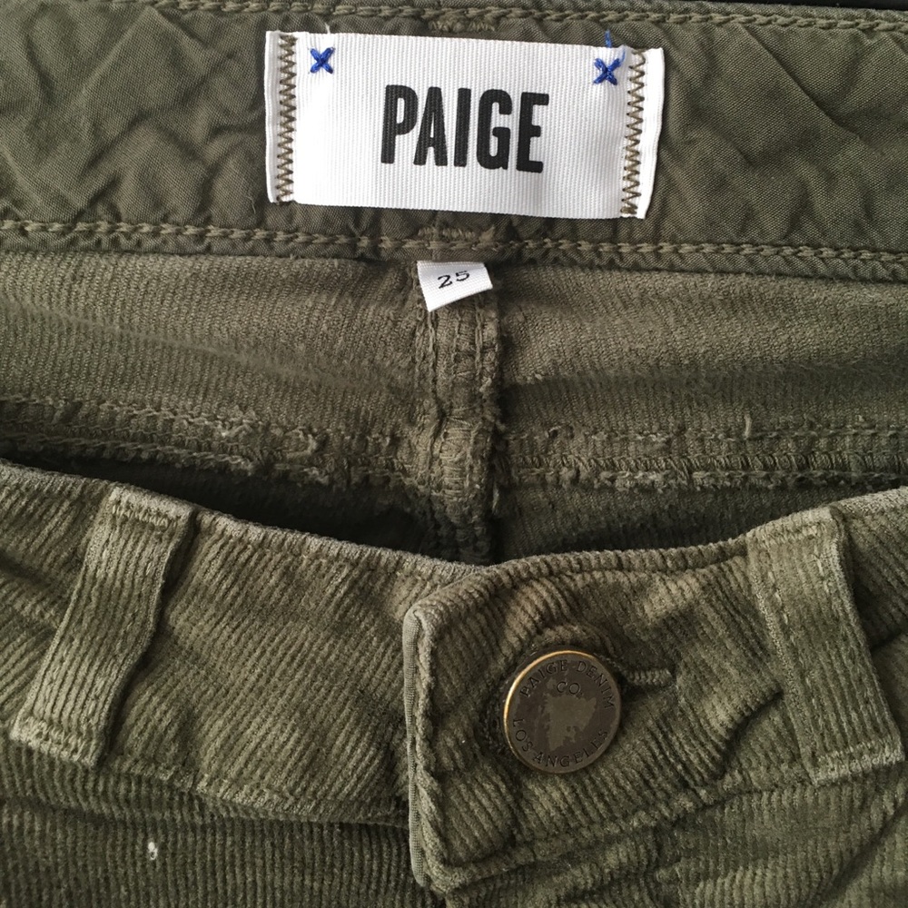 Green Corduroy Paige Jeans Size 25